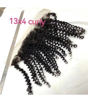 Human Hair Frontal 13x4 Closure Free Part Natural Color Curly Wave / Loose Wave / Deep Wave / Straight / Body Wave X02